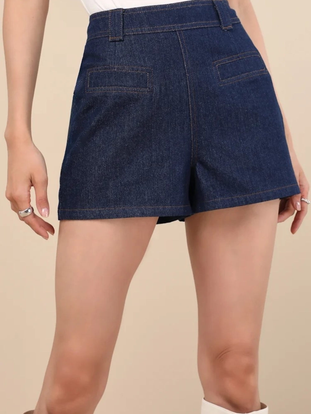 Lulu's Dark Blue High-Rise Denim Shorts